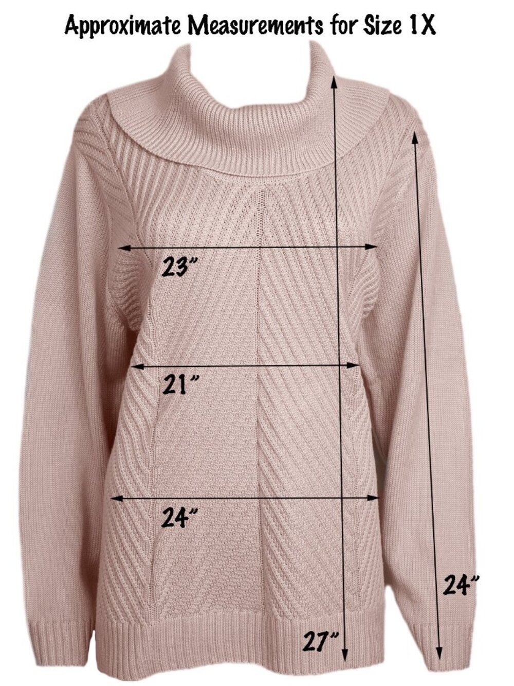 Calvin Klein Women’s Sweater Blush Chevron Pullover Shawl Collar Tunic Size 1X - Picture 6 of 6